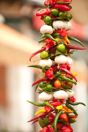 Hot pepper on historical Rialto market, Venice, Italyの写真素材