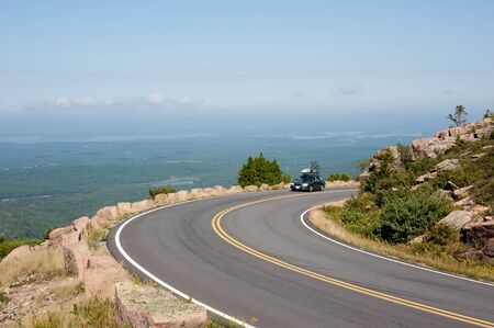 Car drive in Acadia national parkの写真素材
