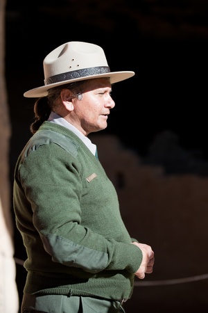 COLORADO, UNITED STATES - NOVEMBER 18, 2008: National park Navajo ranger giving a tour of Cliff...
