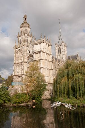 Gothic Notre Dame cathedral in Evreux, Normandyの写真素材