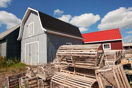 Lobster traps at North Rustico village, PEIの写真素材