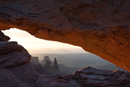 Mesa Arch in sunrise, Canyonlands national park, Utahの写真素材