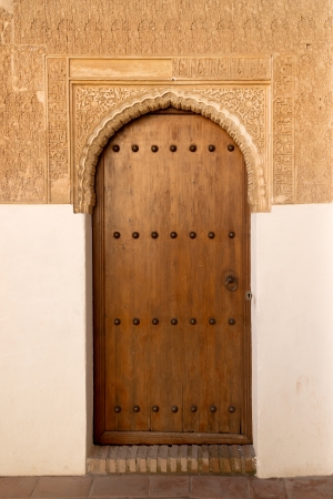 Antique door in Generalife palace of Alhambra, Granadaのeditorial素材