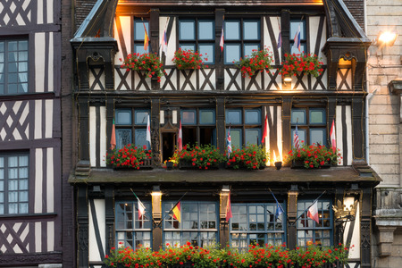 XIII century half-timbered house in downtown Rouenの写真素材