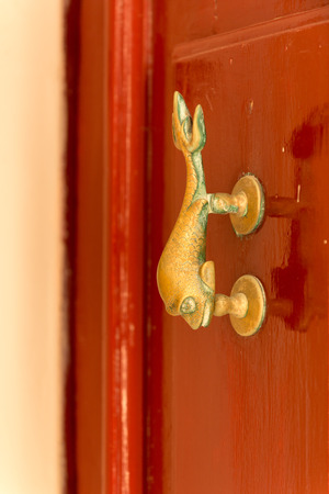 Exquisite door knocker of old Maltese house in Mdinaの写真素材