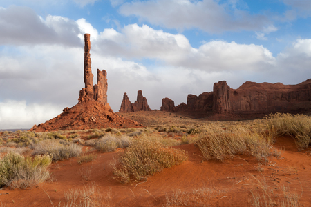 Totem pole rock formation in Monument Valley, USAの写真素材