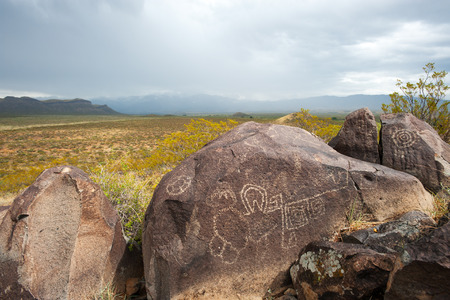 One of the rocks in Petroglyph National monument, NMの写真素材