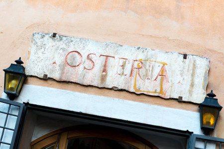 Osteria sign on the restaurant in Rome, Italyのeditorial素材