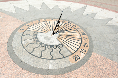 Granite sun clock on Primorsky Quay in Sevastopol Crimeaの写真素材