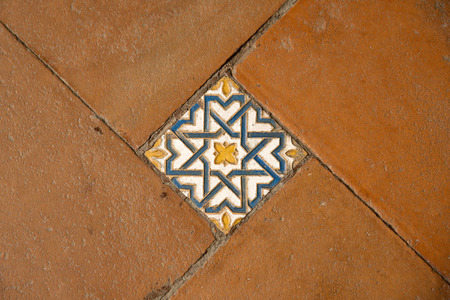 Colorful floor tiles of the Monastery of Saint John of the Kings Toledoの写真素材