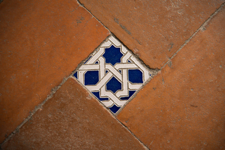 Colorful floor tiles of the Monastery of Saint John of the Kings Toledoの写真素材