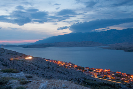 Panorama of Pag city the largest city on Pag island Croatiaの写真素材