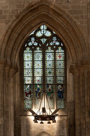 Vitrage window of the famous Rouen cathedral, Normandyのeditorial素材
