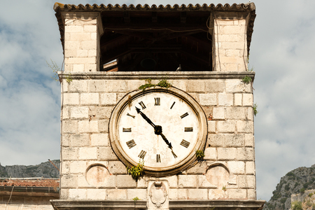 Medieval Clock Tower on main Square of Arms, Kotor, Montenegroの写真素材
