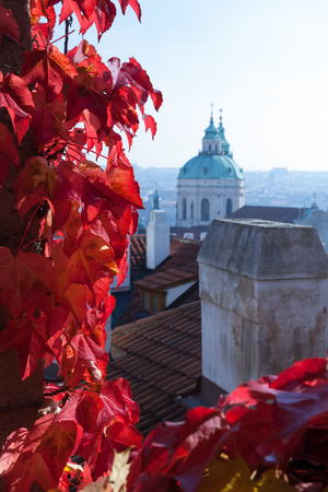 View of baroque Saint Nicholas church in Mala Strana part of Pragueの写真素材