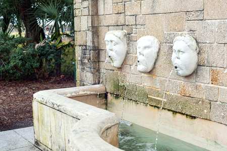 City fountain in the park, Saint Augustine, Floridaの写真素材