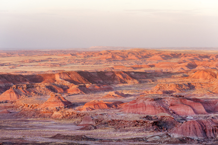 Colorful sandstone of Painted Desert in Petrified Forest National Park, Arizonaの写真素材