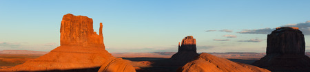 Panorama of Monument Valley formations at sunset, Arizonaの写真素材