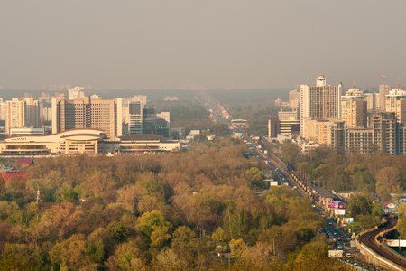 Panoramic view of Expo center and Left bank districts, Kiev, Ukraineの写真素材