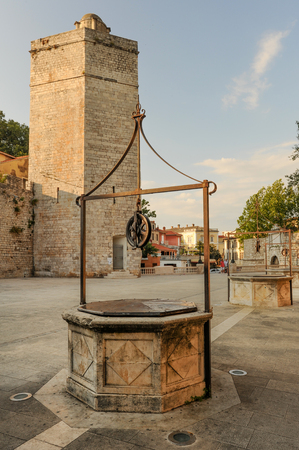Ancient city wells on Five wells Square in the center of Zadar, Croatiaの写真素材