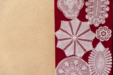 Unique handmade lacework from the island of Pag, Croatiaの写真素材