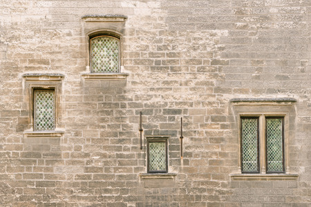 Detail of Papal Palace facade in historic Avignon, Provence, Franceの写真素材