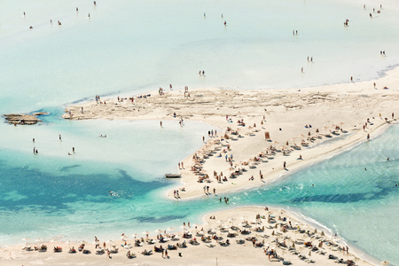 Turquoise waters of famous pristine Balos beach, Crete, Greeceの写真素材