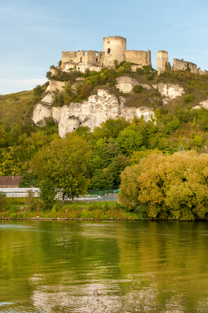 Chateau Gaillard and picturesque village of Les Andelys, Normandy, Franceのeditorial素材
