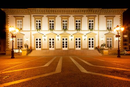 Luxembourg City Hall (Hotel de Ville in French) on main town square Place Guillaume II at night, Luxembourg Cityの写真素材