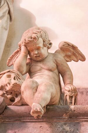 Angel sculpture decorating interior of famous Amiens cathedral, Franceのeditorial素材