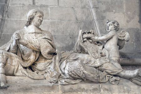 Funerary monument of Pierre Sabatier, bishop of Amiens, inside famous Amiens cathedral, Amiens, Franceのeditorial素材