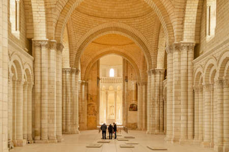 Interior of Royal Abbey of Fontevraud, burial place of Henry II, Eleanor of Aquitaine, and King Richard the Lionheart near Chinon in Loire valley, Franceのeditorial素材