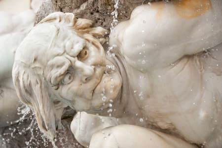 Exquisite detail of Power on Land fountain on Michaelerplatz by the Hofburg Palace in Inner City, Vienna, Austriaの写真素材