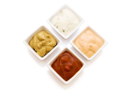 four sauce isolated on a white background