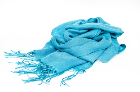 Blue scarf isolated on a white backgroundの写真素材