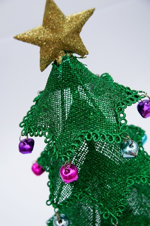 fragment of the Christmas tree over grey backgroundの写真素材