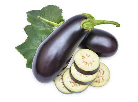 ripe aubergine vegetable isolated on white backgroundの写真素材