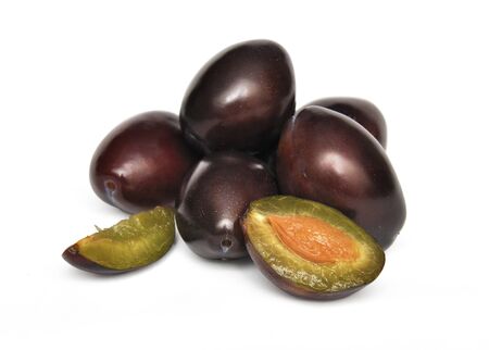 Some plums isolated on a white background の写真素材