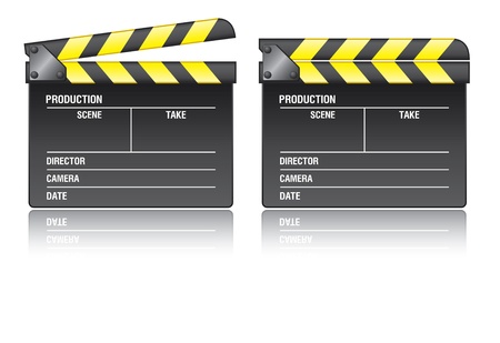 Clapper board on white backgroundのイラスト素材