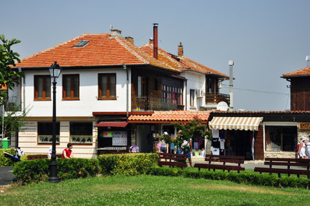 Nessebar, Bulgaria. The streets and buildings of Old Town. Summer 2012.のeditorial素材