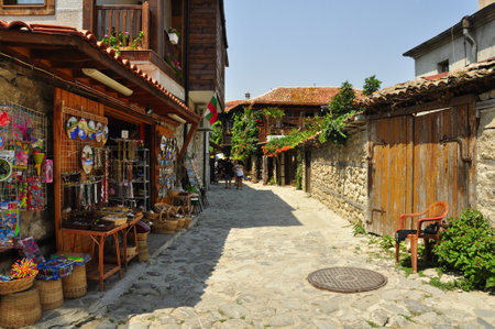 souvenir shop in  old Nessebar near the Black Sea, Bulgariaのeditorial素材