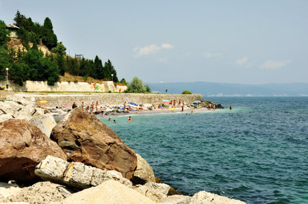 Beach on the Black Sea in Nessebar, Bulgariaのeditorial素材