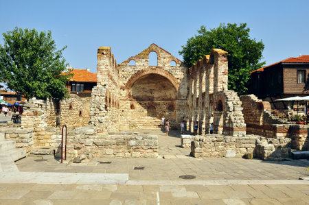 Old Byzantine church in Nessebar, Bulgaria. Summer 2012のeditorial素材