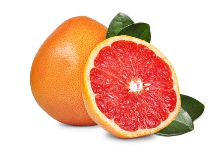 fresh fruits grapefruit in cut isolated on white backgroundの写真素材