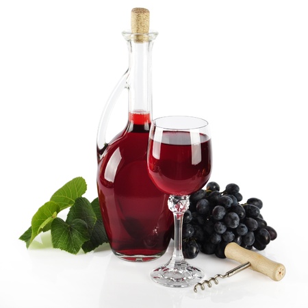 Bottle with wine isolated on white backgroundの写真素材