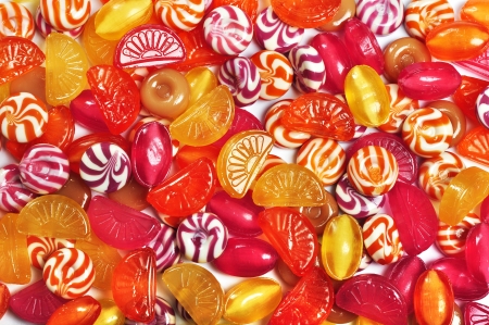Mixed colorful fruit candy closeup, may used as backgroundの写真素材