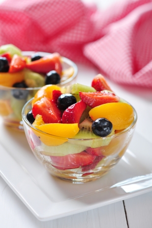 Fresh fruit salad with strawberry, kiwi and blueberryの写真素材