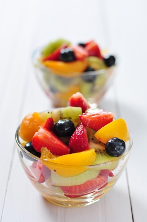 Fresh fruit salad with strawberry, kiwi and blueberryの写真素材