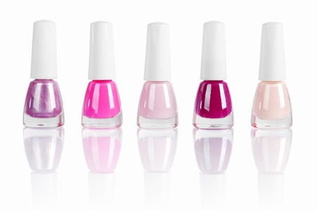 bright nail polishes isolated on white. Clipping path included.の写真素材