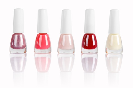 bright nail polishes isolated on white. Clipping path included.の写真素材